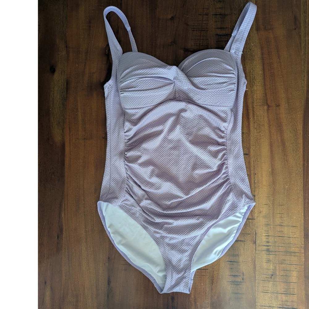 Niptuck Swim Joanne One Piece Bathing Suit Lavender Textured Tummy Control 12